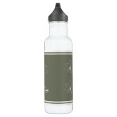 Floral Zen Athletic Stripes Ivory Sage Green Edelstahlflasche (Rechts)