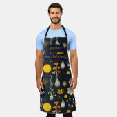 Floral Zen Kitchen Wear - Dunkelblau mit Golden Schürze (Getragen)