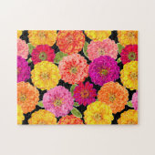 Floral Zinnia Sommer Blume Koralle Lila Gelb Puzzle (Horizontal)