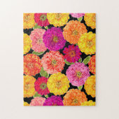 Floral Zinnia Sommer Blume Koralle Lila Gelb Puzzle (Vertikal)