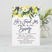 Floral Zitrone Hauptpresse Brautdusche Einladung (Stehend Vorderseite)
