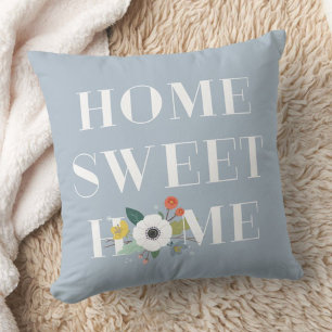 Floral Zuhause Sweet Zuhause Pillow - Dusty Blue Kissen