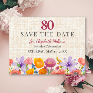 Florale 80. Geburtstags-Einladung - Gartenparty Einladung