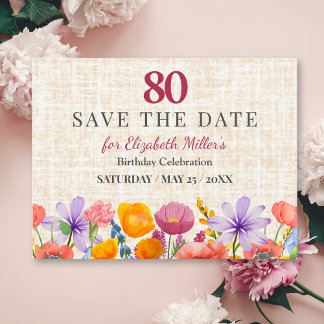 Florale 80. Geburtstags-Einladung - Gartenparty Einladung