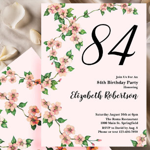 Florale 84. Geburtstagseinladung in Rosa Einladung