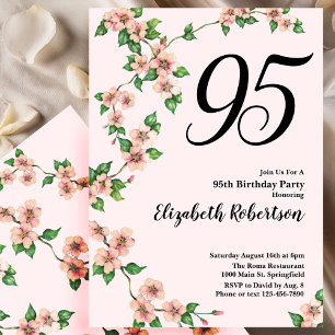 Florale 95. Geburtstagseinladung in Rosé Einladung