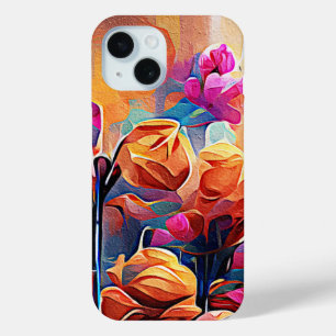 Florale abstrakte Kunst Orange Rot Blaue Blumen Case-Mate iPhone Hülle