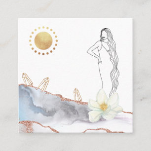 *~* Florale Achat-Kristalle Roségold Göttin Quadratische Visitenkarte