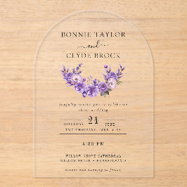 Florale Acryl-Bogen-Hochzeitseinladungssuite Acryleinladungen