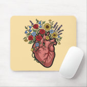 Florale anatomische Herzabbildung Mousepad (Mit Mouse)