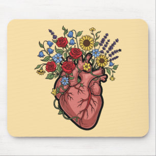 Florale anatomische Herzabbildung Mousepad
