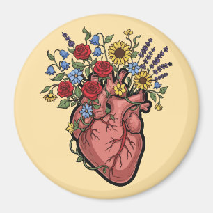 Florale anatomische Herzillustration Magnet