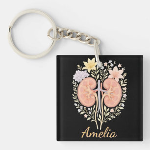 Florale Anatomische Nieren Nephrologie Krankenschw Schlüsselanhänger