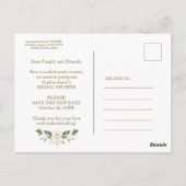 Florale Änderung der Pläne Brautparty verschoben Postkarte (Rückseite)