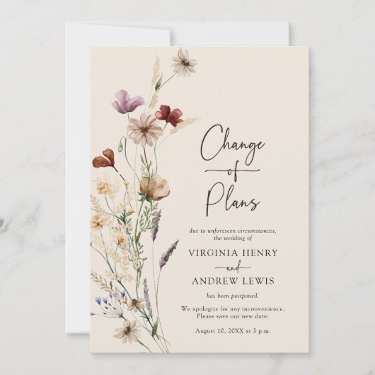 Florale Änderung der Pläne Einladung (Vorderseite)