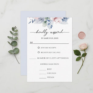 Florale Aquarell-Botanik-Hochzeit RSVP Karte