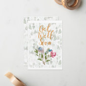 Florale Aquarellfarben werden bald zu einer flache Mitteilungskarte (Vorderseite/Rückseite Beispiel)