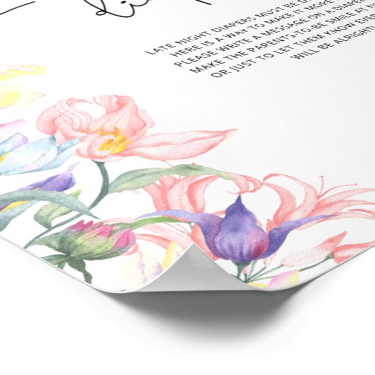 Florale Babydusche Spätabend Windeln Spiel Poster (Ecke)