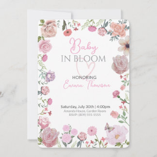 Florale Babyparty-Einladung – Elegantes Aquarell Einladung
