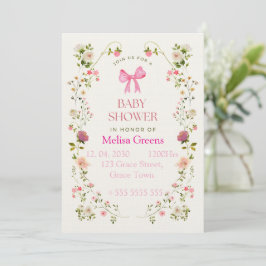 Florale Babyparty-Einladung | Sanftes Rosa Wasserf Einladung