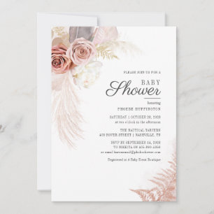 Florale Babyparty Pampasgras Boho Terrakotta Einladung