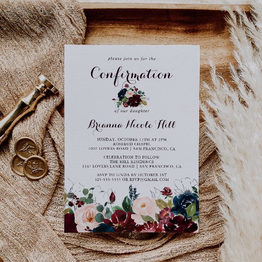 Florale Bestätigung für Illustrierte Wasserfarben Einladung