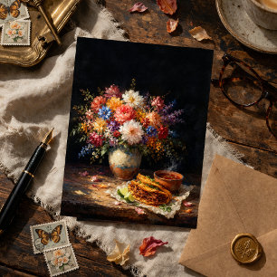 Florale Birria Stillleben Kunst Postkarte