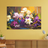 *~* Florale Blume Art TV2 Stretched Canvas Print Leinwanddruck (Insitu (Wohnzimmer))