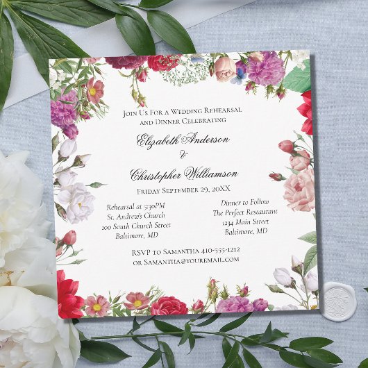 Florale Blume Feierliche Hochzeiten Probe Einladung