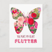 Florale Blume Schmetterling Valentinstag Postkarte (Vorderseite)