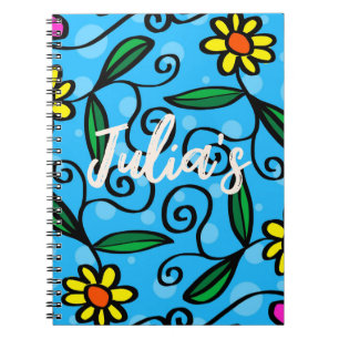 Florale Blume zeichnete moderne Malkunst Notizblock