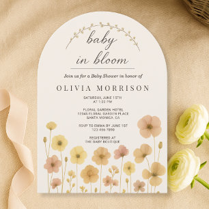 Florale Boho-Baby-In-Blüte-Baby-Party  Einladung