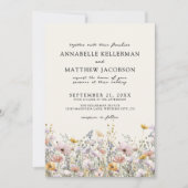 Florale Boho Beige Wildflower Hochzeit Einladung (Vorderseite)