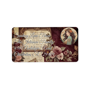 Florale Boho-Liebesbriefe – Romantischer Vintage-S Adressaufkleber
