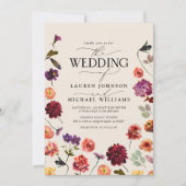 Florale Boho QR-Code-Hochzeit Einladung (Vorderseite)