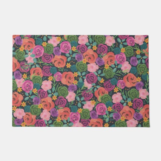 florale boho Rose elegante botanische Blume Fußmatte (Vorderseite)