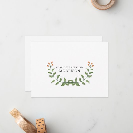 Florale, botanische Monogramm - flache Karte (Vorderseite/Rückseite Beispiel)