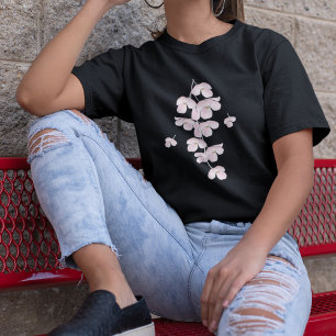 Florale Botanische Rosa Kirschblüten Süß T-Shirt