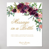 Florale Botschaft in einem Flaschenabzeichen Hochz Poster (Vorne)