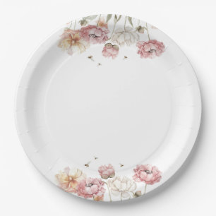 Florale Braut zu Biene Brautparty-Papierplatten Pappteller