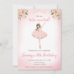 Florale Brautfrisur Ballerina Geburtstag Einladung