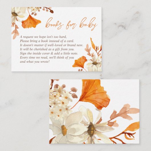 Florale Bücher für Babykarten fallen Begleitkarte (Vorne/Hinten)