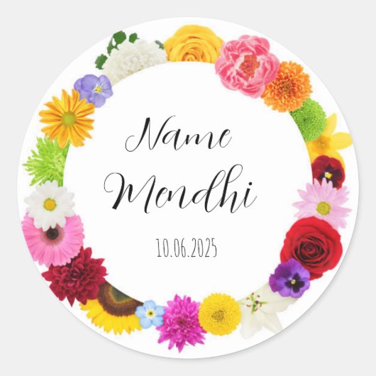florale bunte Mendhi Gunst Sticker (Vorderseite)