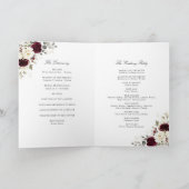 Florale Burgunder Merlot Grüne Hochzeit gefaltet Programm (Innenseite)