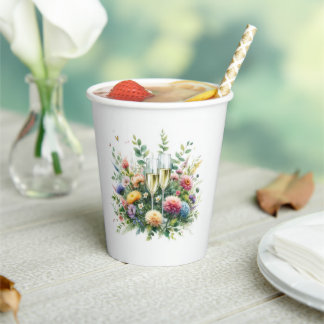 Florale Champagner-Gardentassen Pappbecher