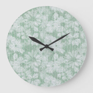 Florale Daisy samtiges Mintgrün  Große Wanduhr