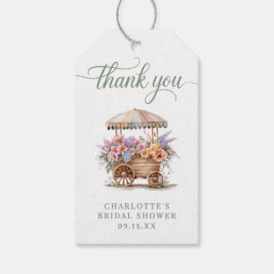 Florale Danksagungskarte für Brautdusche mit botan Geschenkanhänger