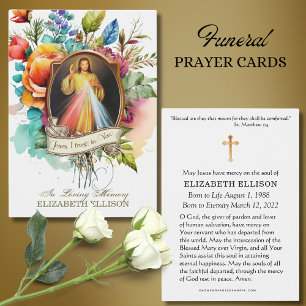 Florale Divine Mercy Jesus Trauerkarte