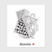 Florale Dreiecke, Tangle Zeichnung - Aufkleber (Blatt)