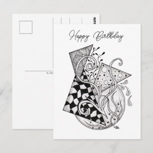 Florale Dreiecke, Tangle Zeichnung - Postkarte